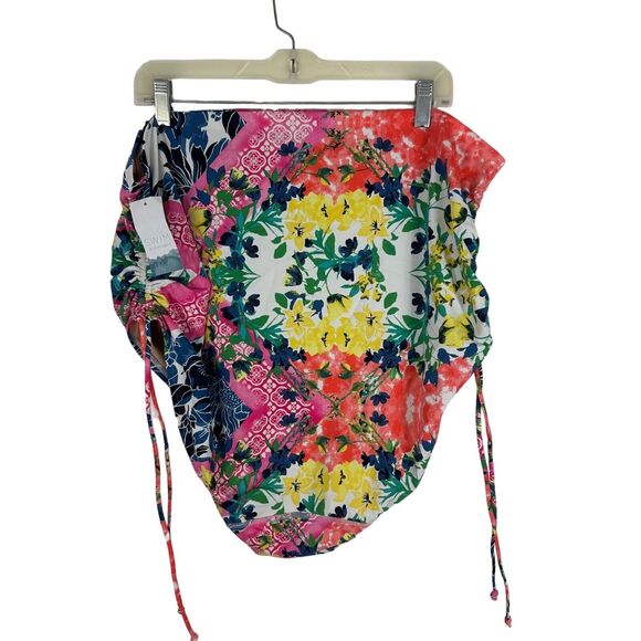 Swim By Cacique New Brief Bottoms Multicolor 26 Floral High Waist Drawstring - Picture 3 of 9